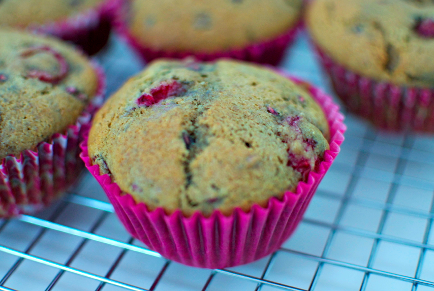Close-up of raspberry muffins